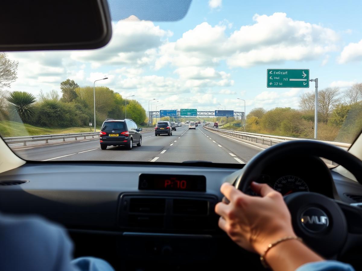 Learner driving on a UK dual carriageway